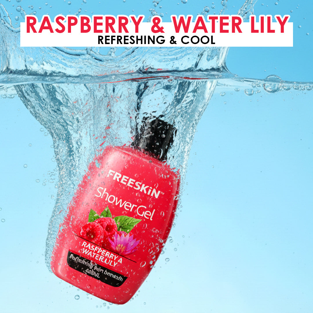 Raspberry & Water Shower Gel 400ml | Fruity Refreshing Body Wash | Hydrating, Gentle Cleansing & Soft Skin Shower Gel
