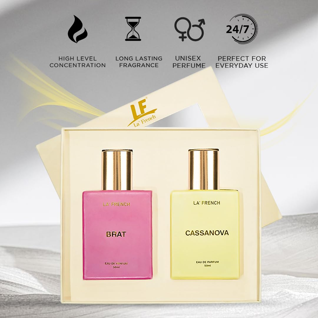 La French Unisex Perfume Gift Set Brat & Cassanova Gift Set Combo (2 x 50ml)