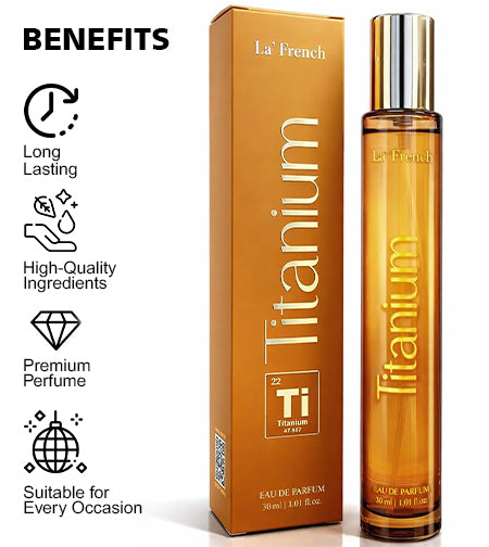 Titanium Perfume 30ml | Long Lasting Fresh Metallic Woody Fragrance for Men & Women | Premium Unisex Eau De Parfum | Strong & Modern Signature Scent promises