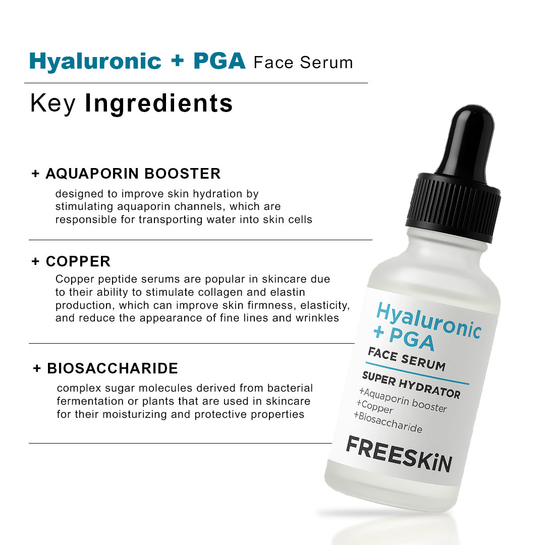Hyaluronic Acid + PGA Face Serum (30ml) | Deep Hydration & Skin Plumping Serum for Soft, Smooth & Glowing Skin