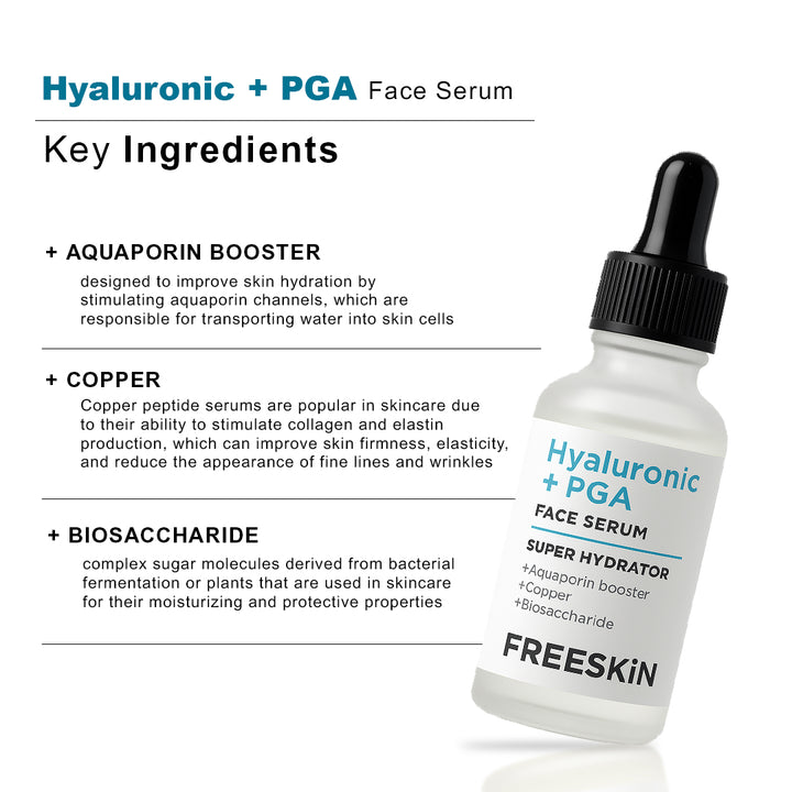 Hyaluronic Acid + PGA Face Serum (30ml) | Deep Hydration & Skin Plumping Serum for Soft, Smooth & Glowing Skin