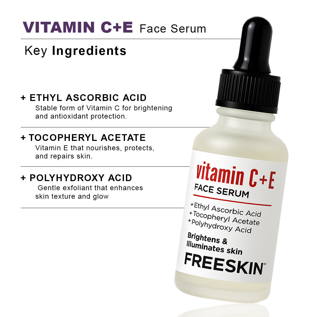 Vitamin C + E Face Serum (30ml) | Brightening & Glow Serum with PHA for Even Skin Tone & Radiant Skin