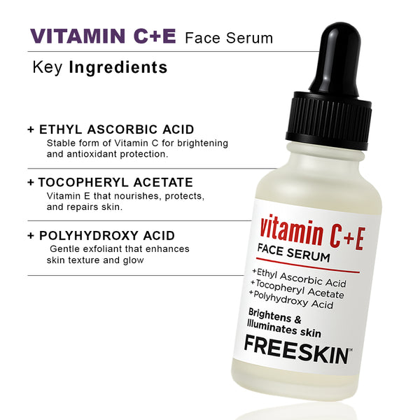 Vitamin C + E Face Serum (30ml) | Brightening & Glow Serum with PHA for Even Skin Tone & Radiant Skin