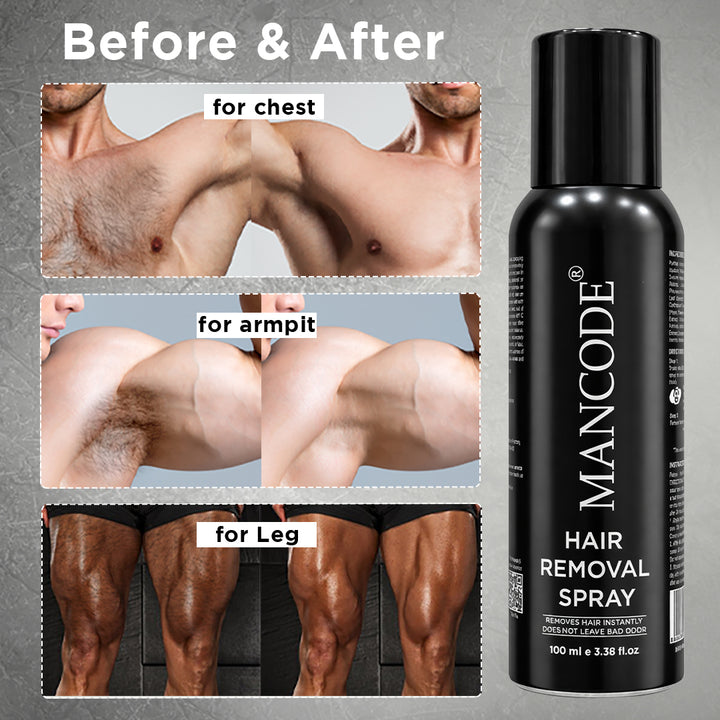 Hair Removal Spray for Men 100ml | Instant Hair Remover Spray | Painless Body Hair Removal for Men | Smooth & Hydrated Skin Formula