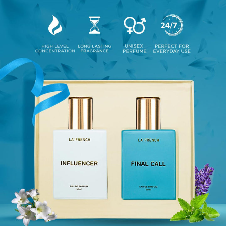 La French Unisex Perfume Gift Set Influencer & Final Call Perfume Gift Set 50ml X 2 Pcs