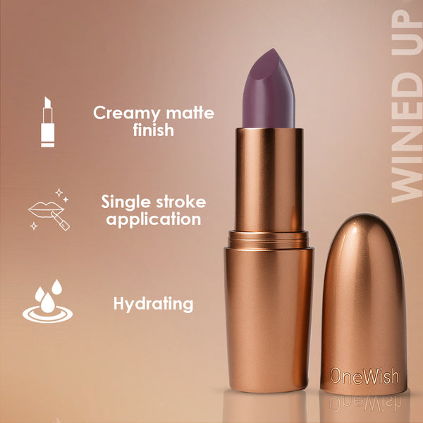 Creamy Matte Lipstick Wined Up Shade 09 – Long Lasting Matte Lipstick, Full Coverage, Highly Pigmented Wine Lip Color for Women (3.8g)