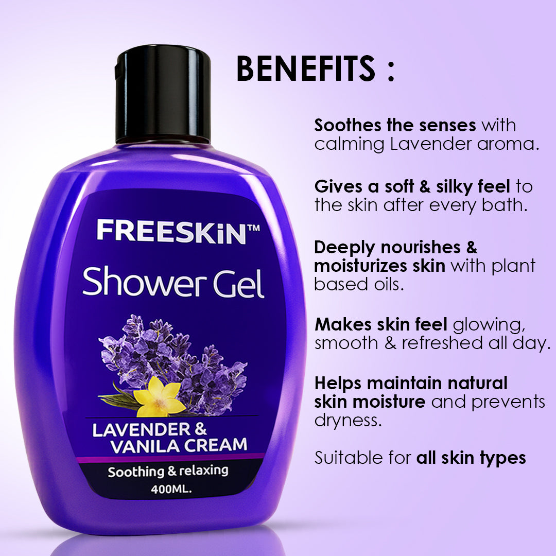 Lavender & Vanilla Shower Gel 400ml | Relaxing Body Wash | Soothing, Hydrating & Gentle Cleansing Shower Gel for Soft, Calm Skin