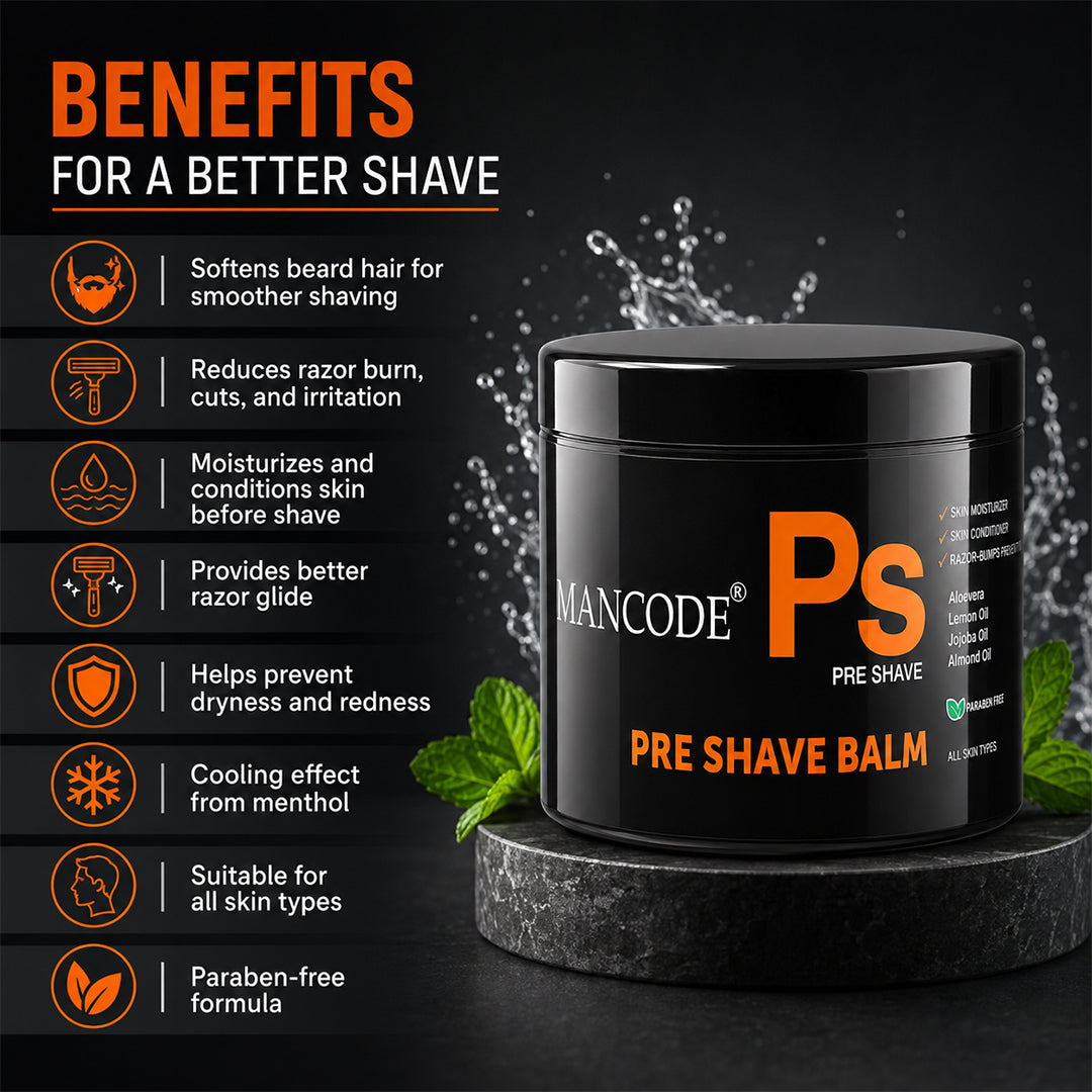 Pre-Shave Balm 100gm | Smooth Shaving Cream for Men | Prevents Razor Burn, Cuts & Irritation | Hydrating Pre Shave Skin Conditioner