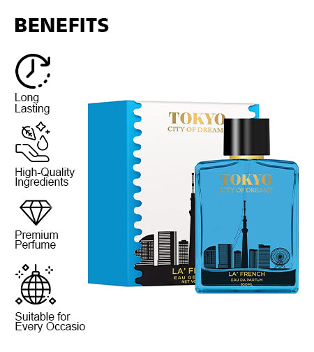 Tokyo Perfume for Men & Women 100ml | Long Lasting Fresh Citrus Woody Fragrance | Premium Unisex Eau De Parfum | Modern & Energetic Scent promises