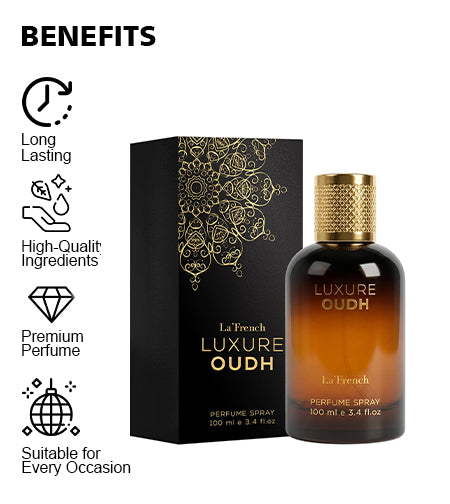 Luxure Oudh Perfume for Men 100ml | Long Lasting Oud Woody Fragrance | Premium Eau De Parfum for Men | Rich & Luxurious Scent promises