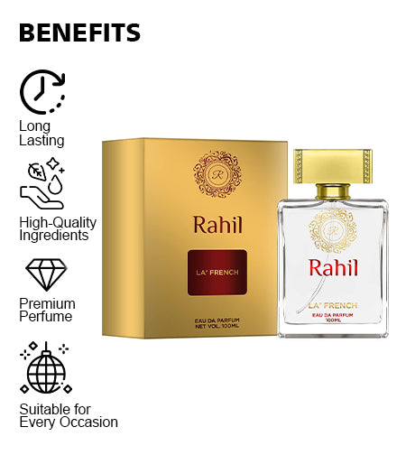 Rahil Perfume for Men & Women 100ml | Long Lasting Oriental Woody Fragrance | Premium Unisex Eau De Parfum | Rich & Elegant Scent promises
