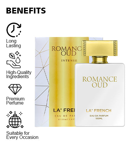 Romance Oud Perfume for Men 100ml | Long Lasting Oud Amber Fragrance | Premium Eau De Parfum for Men | Bold & Sensual Scent promises