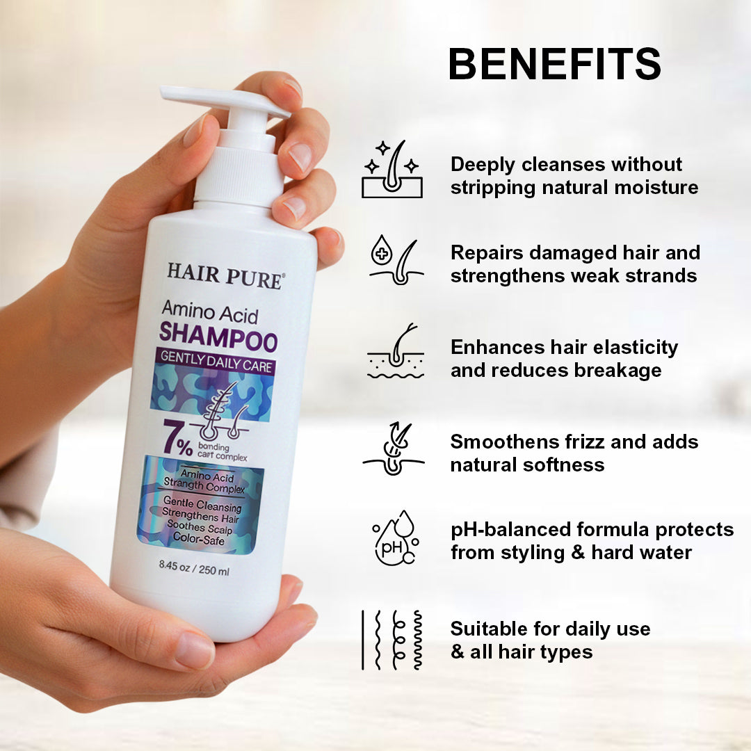 Amino Acid Shampoo 250ml – Gentle Daily Cleansing Shampoo with 7% Bonding Care Complex for Strong, Smooth & Frizz-Free Hair