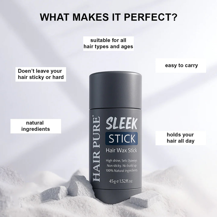 Sleek Stick Hair Wax 45g - Hair Wax Stick to Manage Flyaways, Sleek and Smooth Hair for Men and Women