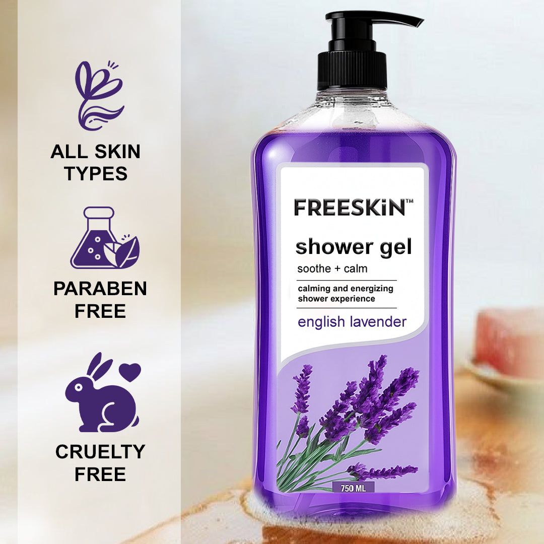 English Lavender Shower Gel 750ml | Soothing & Calming Body Wash | Hydrating, Gentle Cleanser for Soft & Smooth Skin | Long-Lasting Refreshing Fragrance
