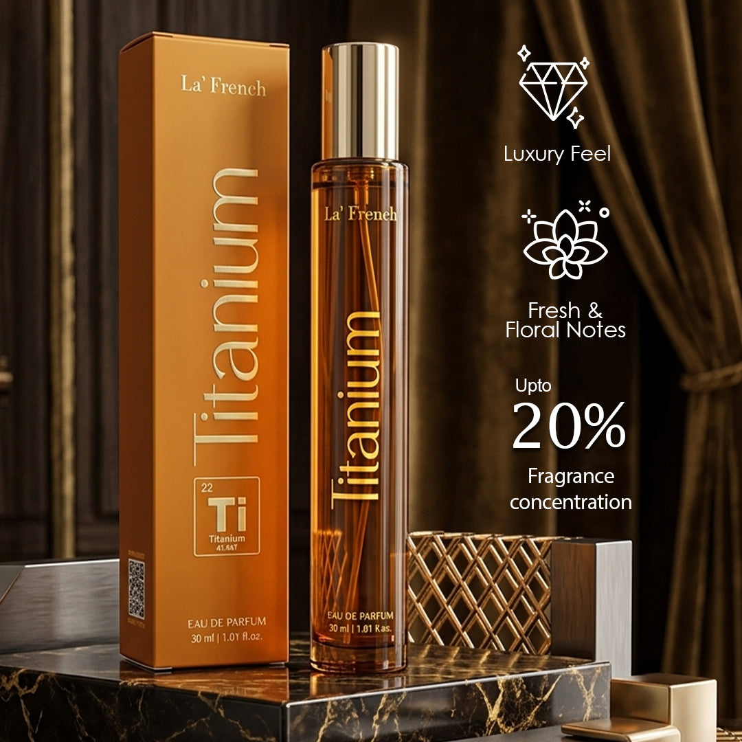 Titanium Perfume 30ml | Long Lasting Fresh Metallic Woody Fragrance for Men & Women | Premium Unisex Eau De Parfum | Strong & Modern Signature Scent