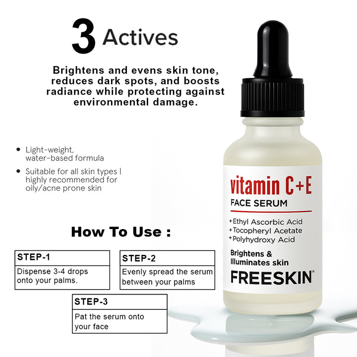 Vitamin C + E Face Serum (30ml) | Brightening & Glow Serum with PHA for Even Skin Tone & Radiant Skin
