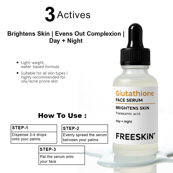 Glutathione Face Serum (30ml) | Brightening & Pigmentation Correction Serum with Tranexamic Acid for Radiant Glow