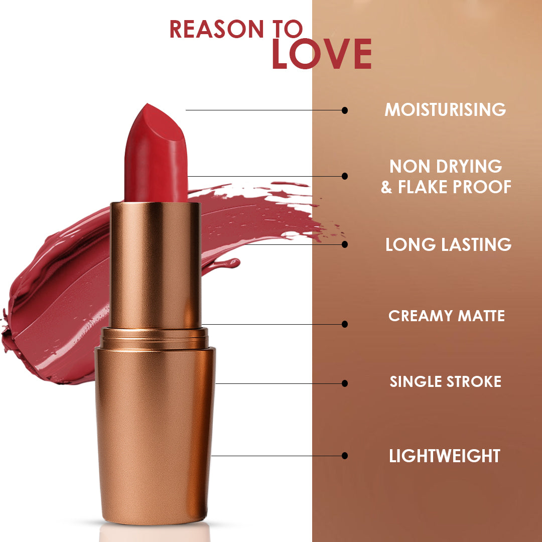 Creamy Matte Lipstick Ruby Lush Shade 19 – Long Lasting Matte Lipstick, Full Coverage, Highly Pigmented Lip Color for Women (3.8g)