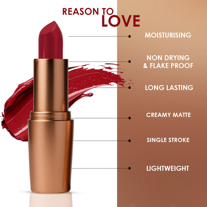 Creamy Matte Lipstick Too Red to Handle Shade 18 – Long Lasting Matte Lipstick, Full Coverage, Highly Pigmented Lip Color for Women (3.8g)