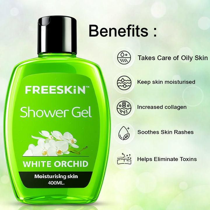 White Orchid Shower Gel 400ml | Moisturizing Body Wash with Orchid Extracts | Gentle Cleanser for Soft, Smooth & Nourished Skin