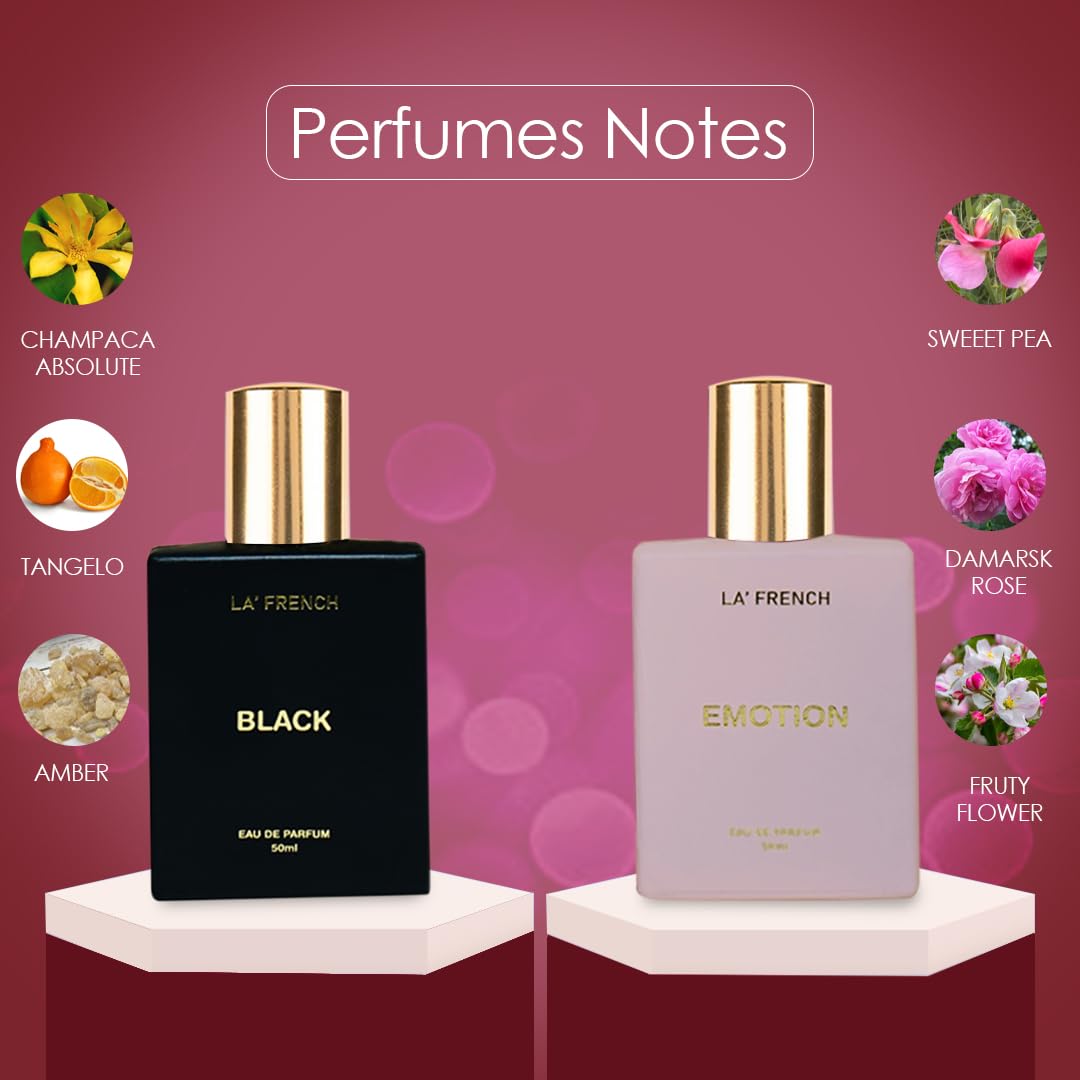 La French Black & Emotion Unisex Luxury Perfume Gift Set 50ml X 2 Pcs | Eau De Parfum