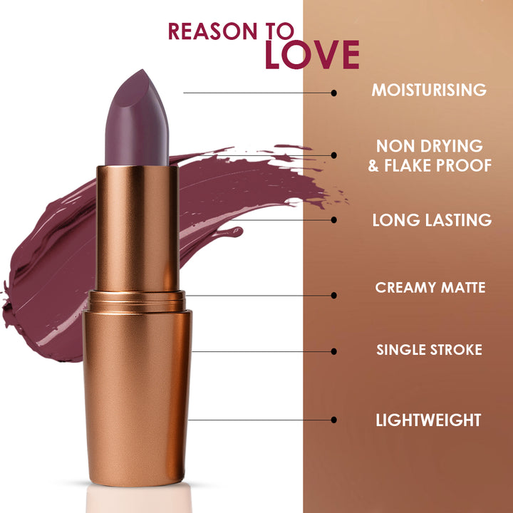 Creamy Matte Lipstick Wined Up Shade 09 – Long Lasting Matte Lipstick, Full Coverage, Highly Pigmented Wine Lip Color for Women (3.8g)