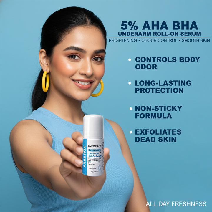 5% AHA BHA Underarm Roll On Serum 50g |  Brightening, Dark Spot Reduction & Odour Control