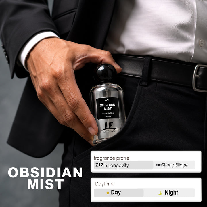 La French Obsidian Mist Unisex Perfume 50ml | Long-Lasting Eau de Perfume | Premium Luxury Fragrance for Men & Women | Fresh, Woody & Musky Scent