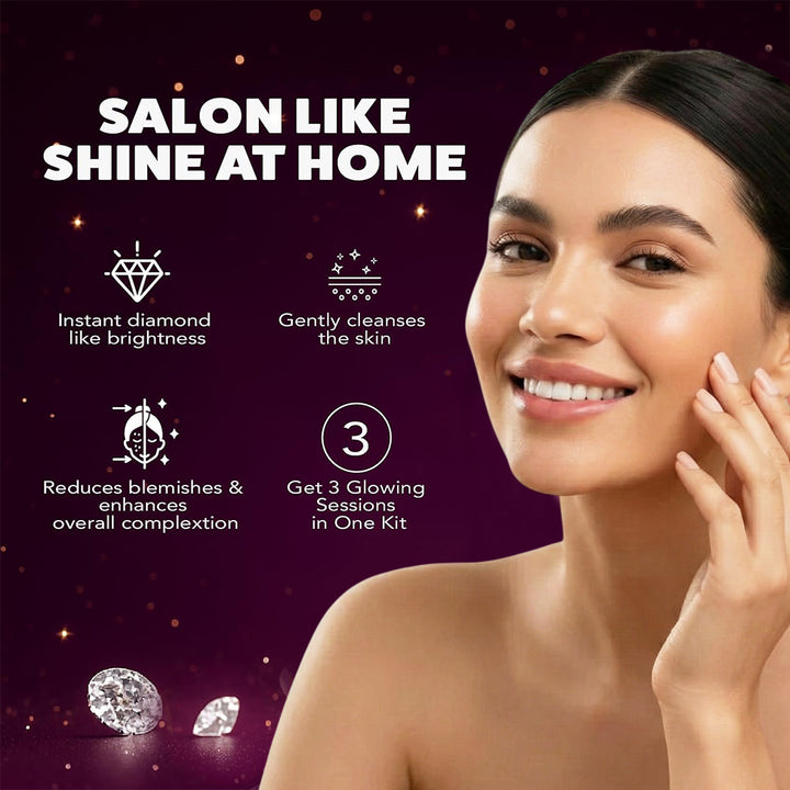 Insta Glow Diamond Facial Kit 60g | 6-Step Diamond Facial Kit | Instant Brightening, Anti-Aging & Radiant Glow Skin Treatment