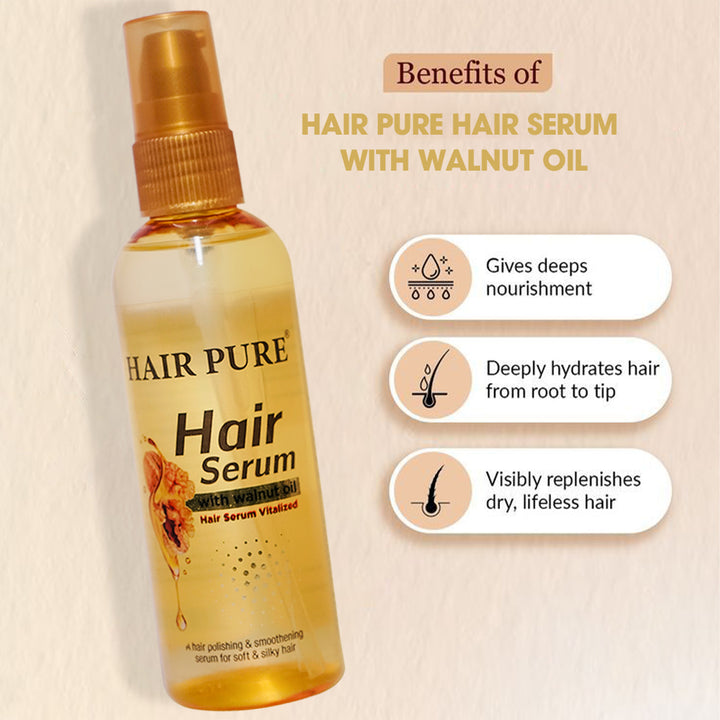 Hair Serum With Walnut Oil 100ml - Hair Serum to Prevent Frizz, Smoother, Shiny & Manageable Hair