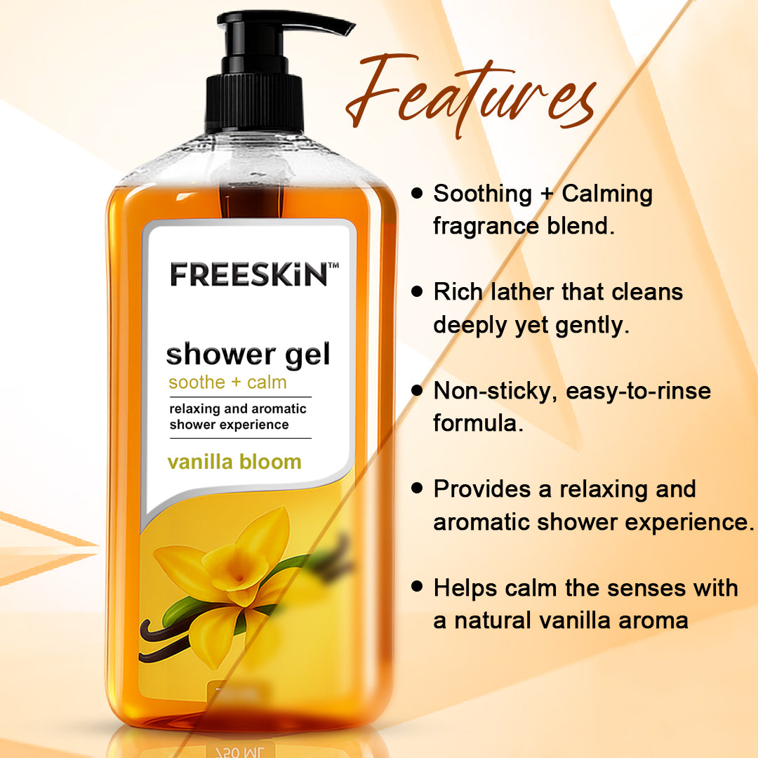 Vanilla Bloom Shower Gel 750ml | Moisturizing Body Wash with Warm Vanilla Fragrance | Gentle Cleanser for Soft, Smooth & Glowing Skin