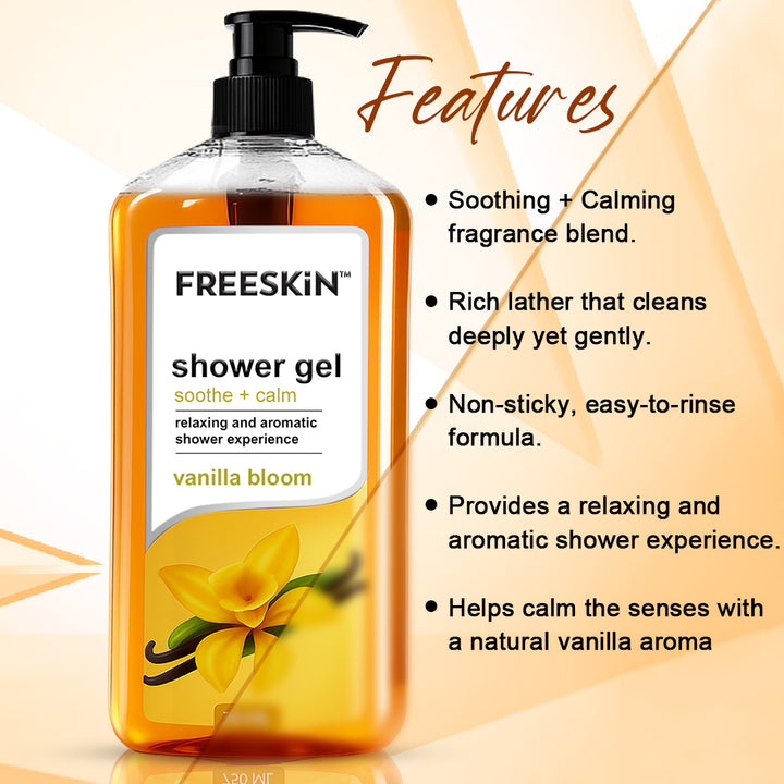 Vanilla Bloom Shower Gel 750ml | Moisturizing Body Wash with Warm Vanilla Fragrance | Gentle Cleanser for Soft, Smooth & Glowing Skin