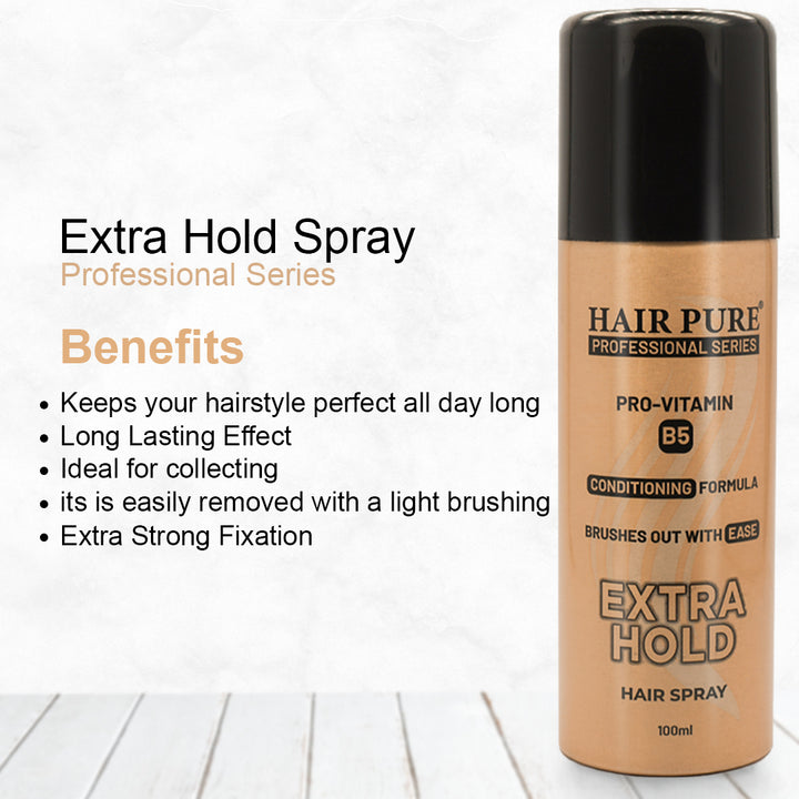 Extra Hold Hair Spray 100ml – Strong Hold Hair Spray with Natural Shine, No Flaking & Non-Sticky Finish