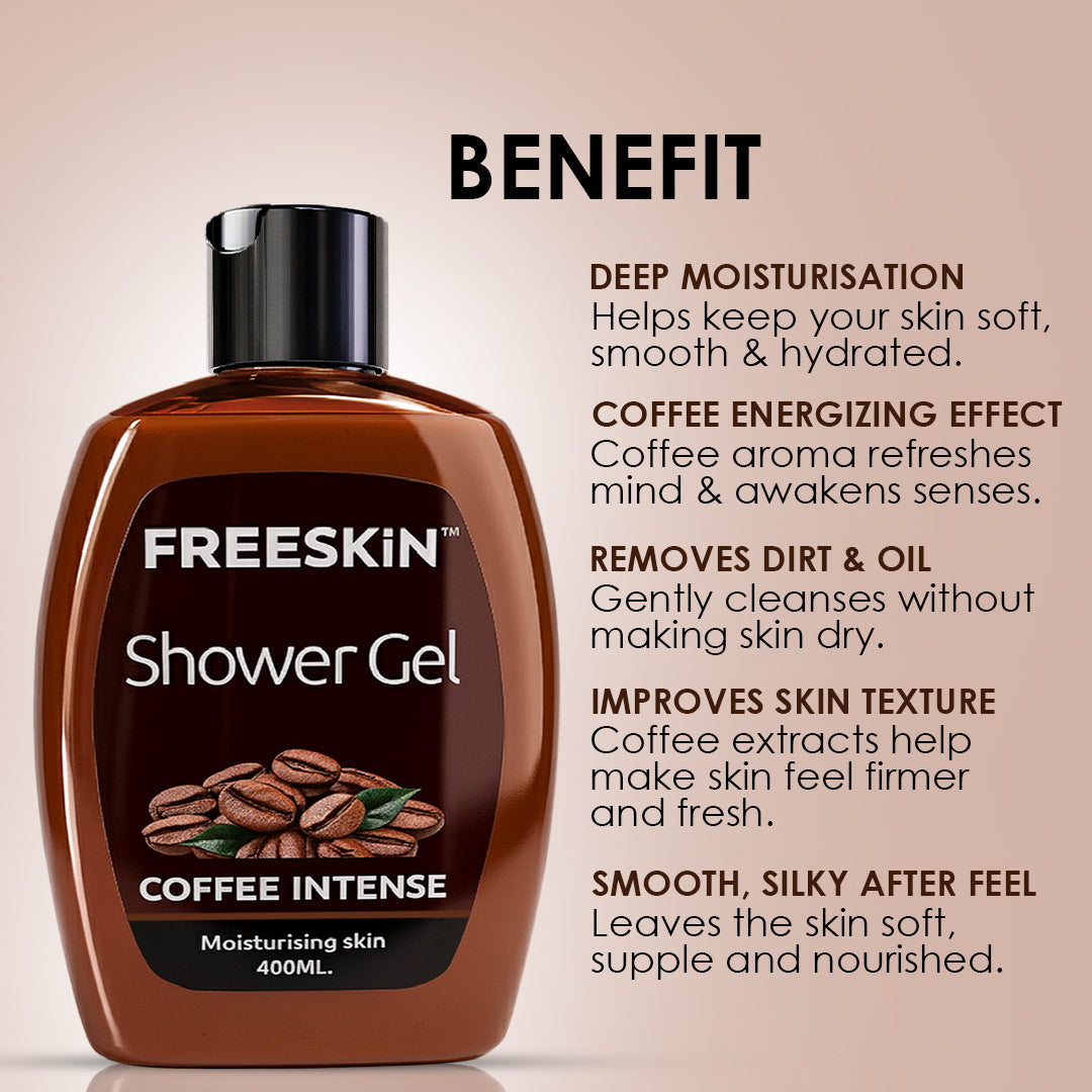 Coffee Intense Shower Gel 400ml | Energizing Coffee Body Wash | Deep Cleansing, Moisturizing & Refreshing Skin Cleanser for Men & Women