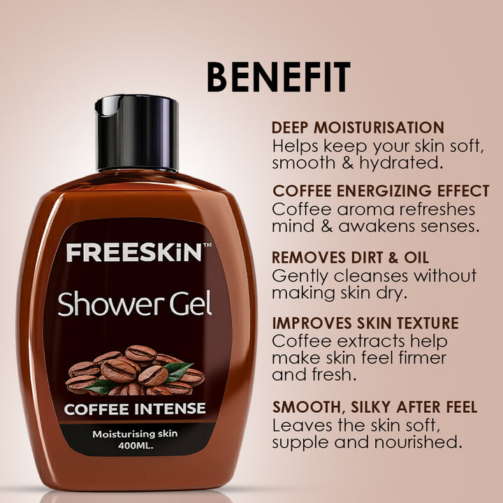 Coffee Intense Shower Gel 400ml | Energizing Coffee Body Wash | Deep Cleansing, Moisturizing & Refreshing Skin Cleanser for Men & Women