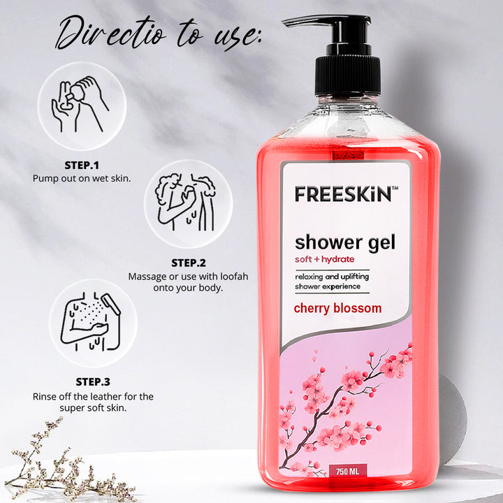 Cherry Blossom Shower Gel 750ml | Nourishing Body Wash with Natural Extracts | Gentle Cleanser for Soft, Smooth & Glowing Skin