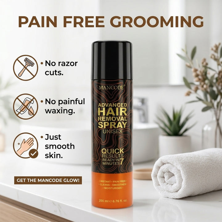 Hair Removal Foam Spray (200ml) | Painless Fast-Acting 3–6 Min Hair Removal for Men – Smooth Skin for Body, Chest, Back & Intimate Areas