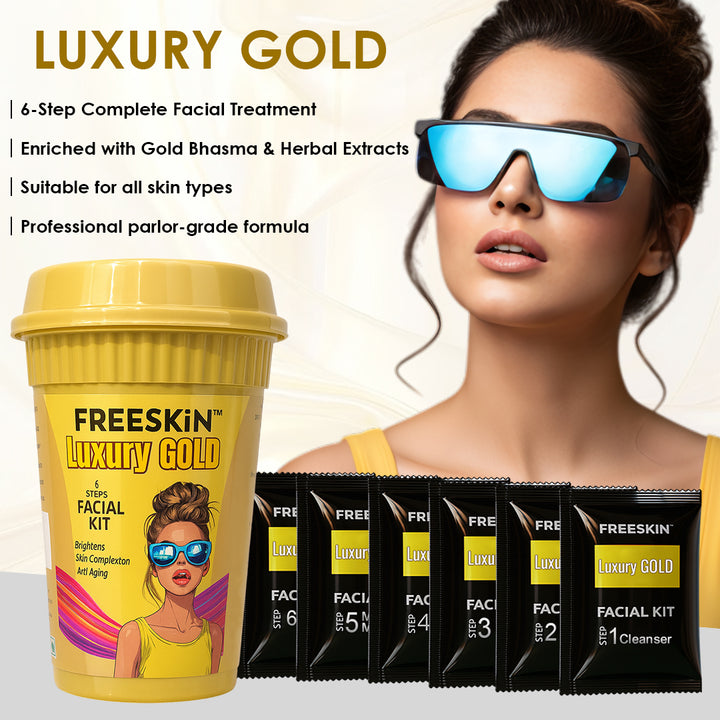 Luxury Gold Facial Kit 60g | 24K Gold Anti-Aging Facial Kit | Brightening, Firming & Glow Skin Treatment for Youthful Radiance