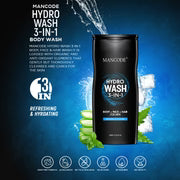 Hydro Wash 3 in 1 450ml | Face Wash + Body Wash + Shampoo for Men | Hydrating All-in-One Cleanser | Long Lasting Freshness & Deep Cleansing