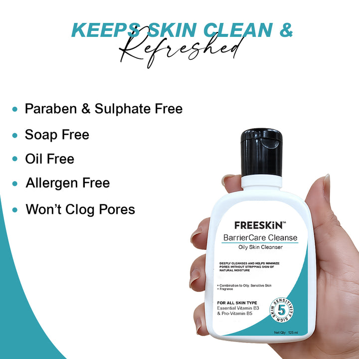 BarrierCare Oily Skin Cleanser 30ml | Niacinamide & Pro-Vitamin B5 Face Wash | Oil Control, Pore Minimizing Gentle Cleanser for Oily & Sensitive Skin