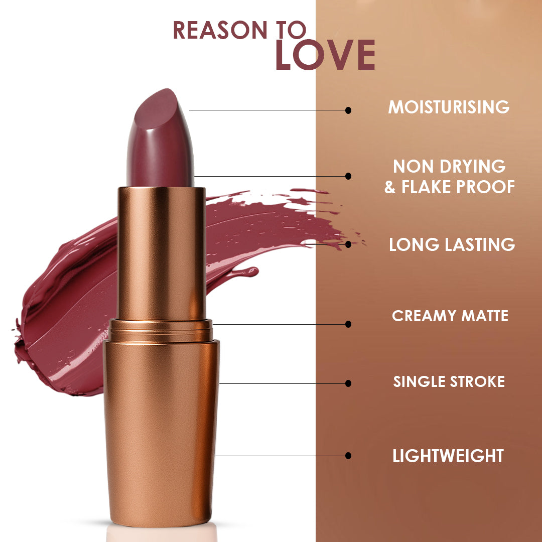 Creamy Matte Lipstick Raisin Hell Shade 11 – Long Lasting Matte Lipstick, Full Coverage, Highly Pigmented Lip Color for Women (3.8g)