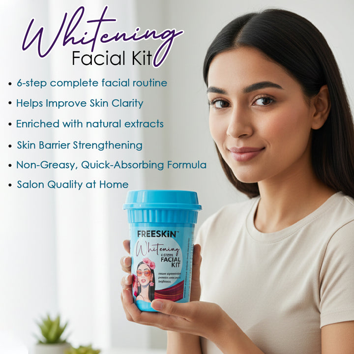 Whitening Facial Kit 60g | 6-Step Brightening Facial Kit | Pigmentation & Tan Removal Kit | Radiance Glow Skin Care Facial for Even Skin Tone
