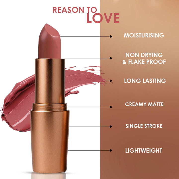 Creamy Matte Lipstick Bare & Bold Shade 07 – Long Lasting Matte Lipstick, Full Coverage, Highly Pigmented Nude Lip Color for Women (3.8g)