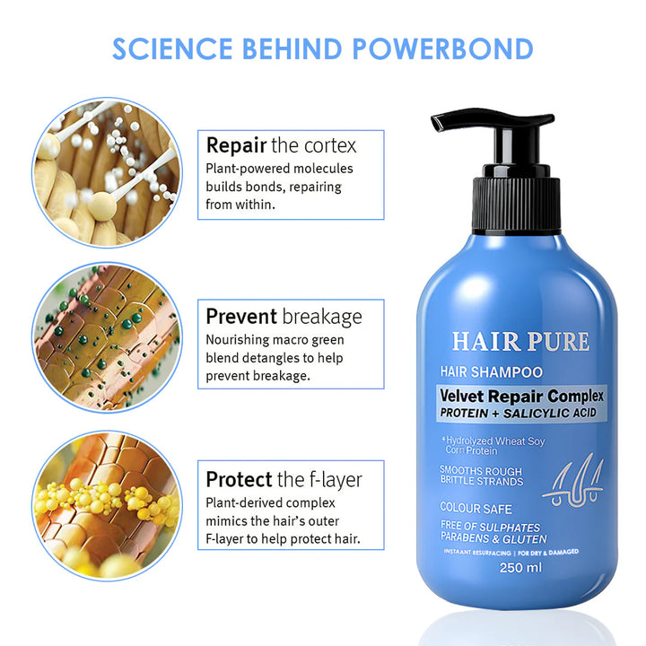 Velvet Repair Shampoo 250ml | Shampoo that Repairs Damaged Hair Containing Protein and Salicylic Acid