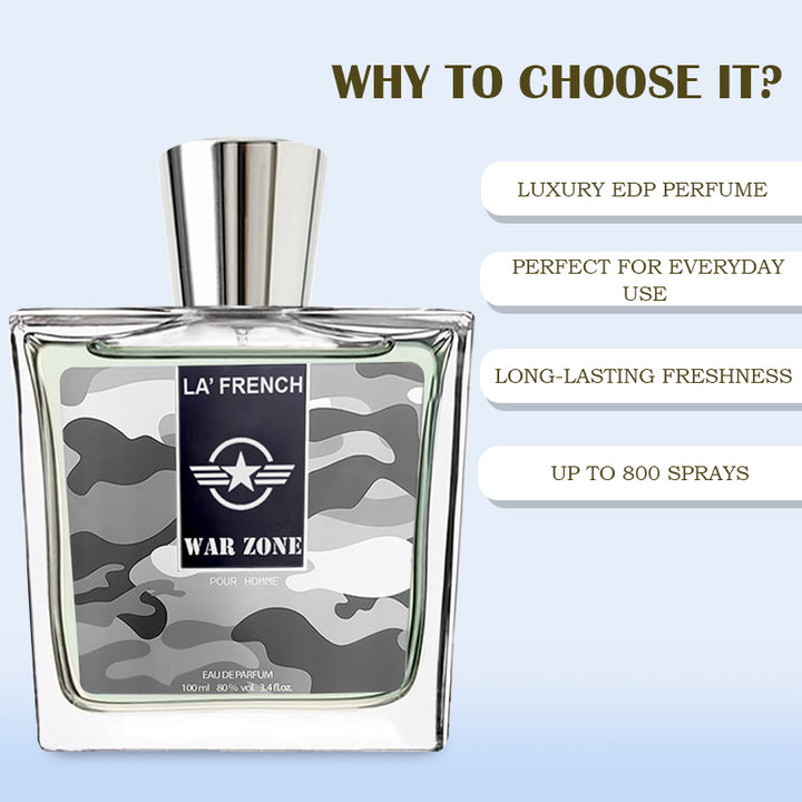 War Zone Perfume for Men 100ml | Long Lasting Citrus Fruity Woody Fragrance | Premium Eau De Parfum for Men | Bold & Powerful Masculine Scent
