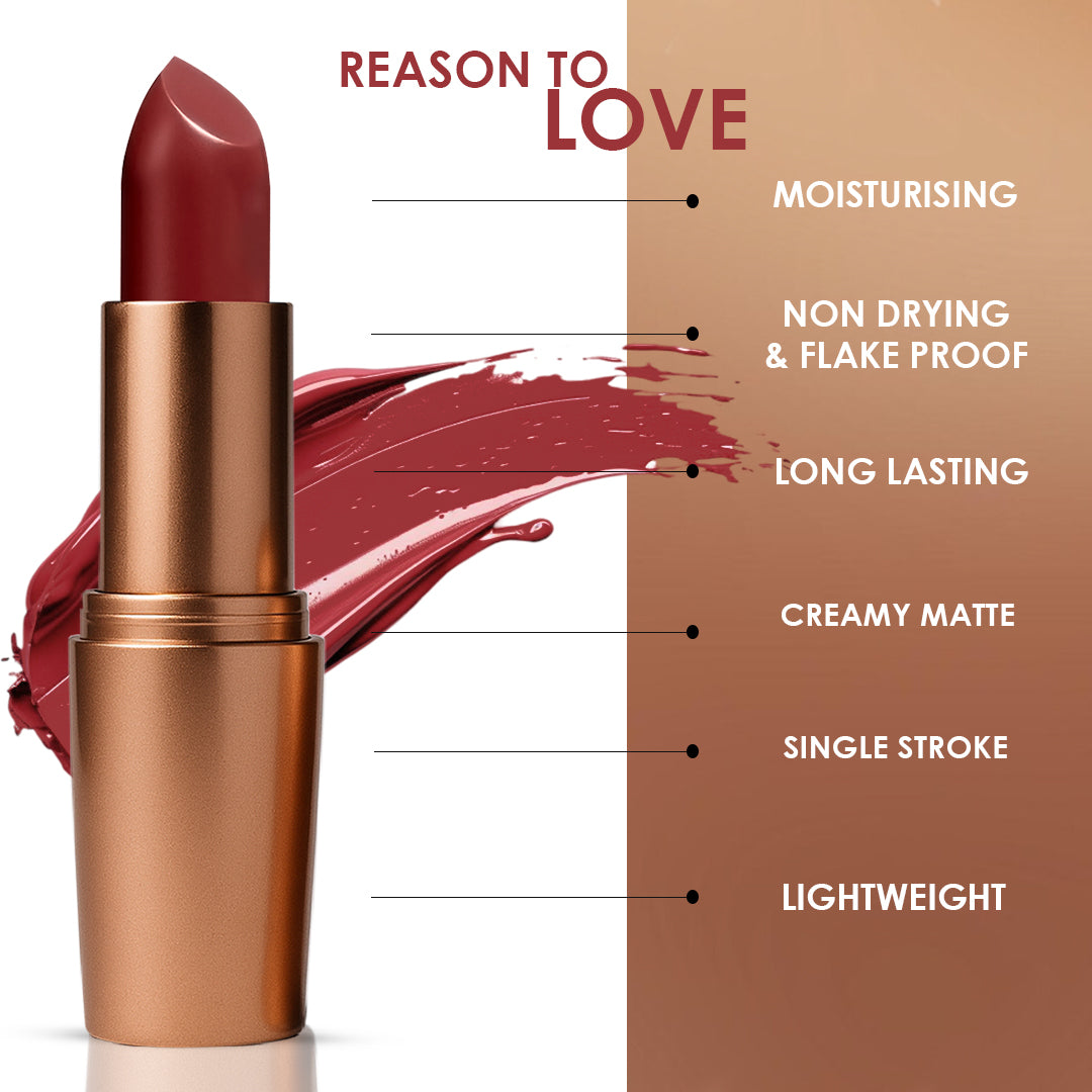 Creamy Matte Lipstick Berry Blush Shade 21 – Long Lasting Matte Lipstick, Full Coverage, Highly Pigmented Lip Color for Women (3.8g)