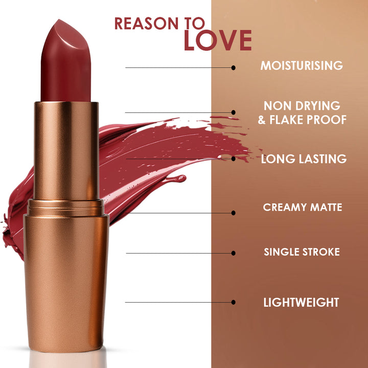 Creamy Matte Lipstick Berry Blush Shade 21 – Long Lasting Matte Lipstick, Full Coverage, Highly Pigmented Lip Color for Women (3.8g)