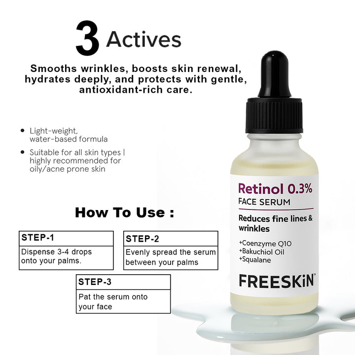 0.3% Retinol Face Serum (30ml) | Anti-Aging Night Serum for Wrinkles, Dark Spots & Skin Renewal
