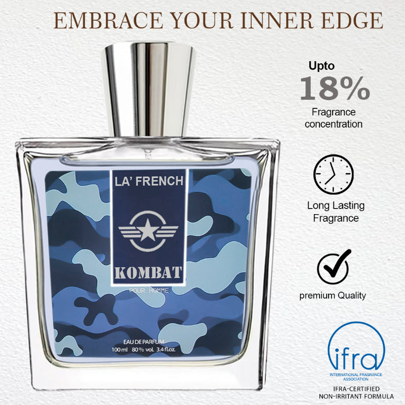 Kombat Perfume for Men 100ml | Long Lasting Strong Woody Spicy Fragrance | Premium Eau De Parfum for Men | Bold & Power Scent